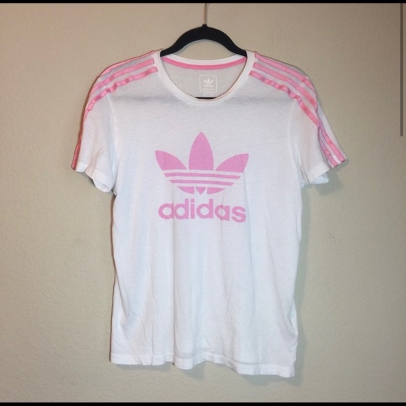 Kids large adidas pink trefoil with 3 stripe on arm - Picture 8 of 12